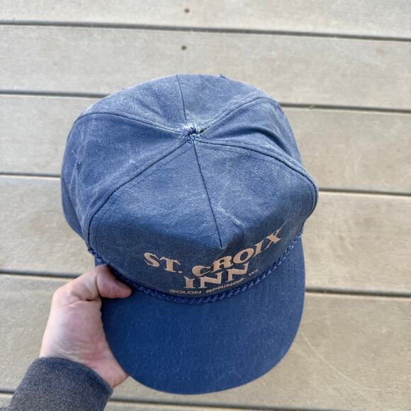 Vintage 90's St. Croix Inn Solon Springs Wisconsin Blue Roper Snapback Hat Cap - Picture 7 of 7